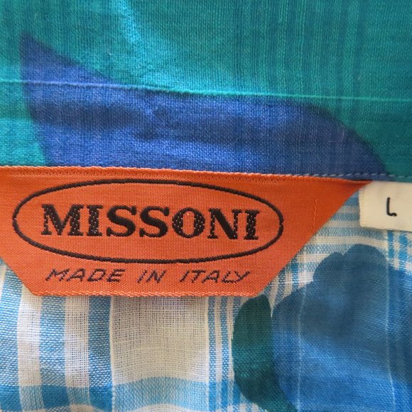 MISSONI BLUE WHITE LONG SLEEVE BLOUSE SZ L* - Picture 5 of 6